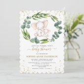 Eucalyptus Groene Olifant Meisje Baby Shower Kaart (Staand voorkant)