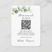 Eucalyptus Groene QR Code RSVP Huwelijk Informatiekaartje (Voorkant)
