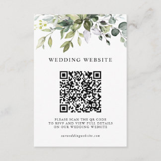 Eucalyptus Groene QR Code RSVP Huwelijksdetails Informatiekaartje