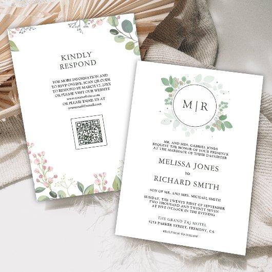 Eucalyptus Groene QR Code Trouwen Kaart