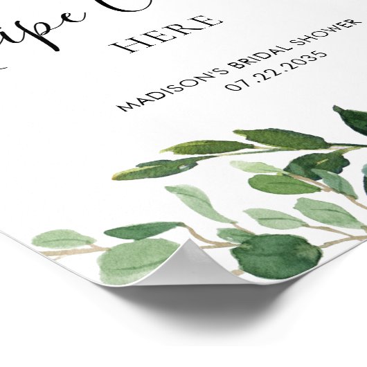 Eucalyptus Groene Receptkaart Bruidsborrel Bord Poster (Hoek)