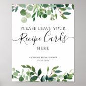 Eucalyptus Groene Receptkaart Bruidsfeest Sign Poster (Voorkant)