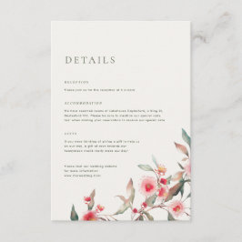 Eucalyptus Groene & Roze Bloemen Bruiloft Informatiekaartje