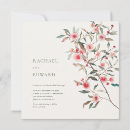 Eucalyptus Groene & Roze Bloemen Bruiloft Kaart