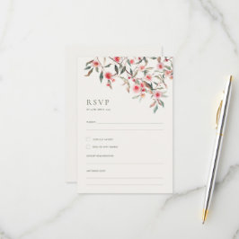 Eucalyptus Groene & Roze Bloemen Bruiloft RSVP Kaartje
