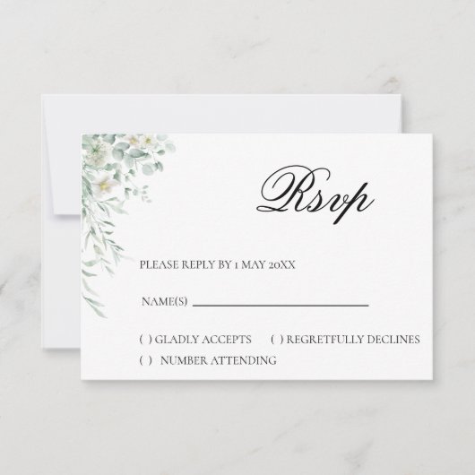 Eucalyptus Groene RSVP Kaart (Voorkant)