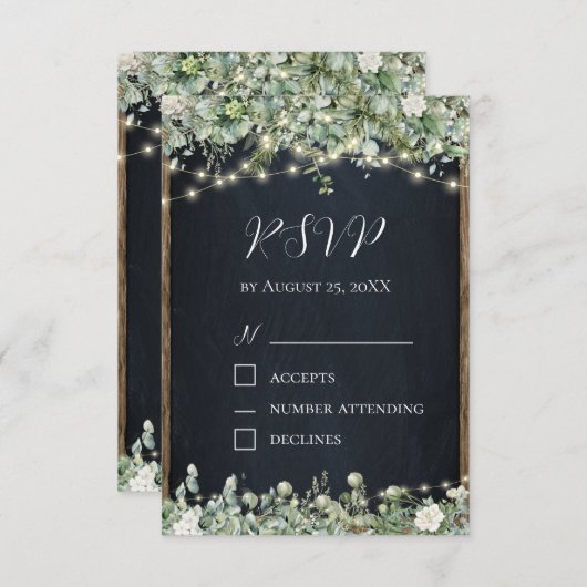 Eucalyptus Groene RSVP Kaart | Rustieke Botanische (Voorkant / Achterkant)