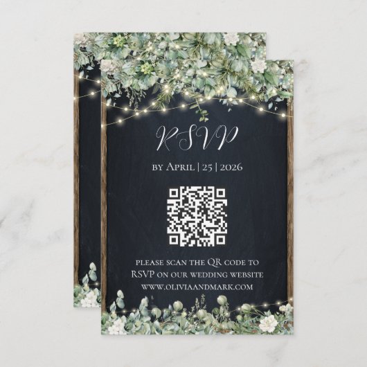 Eucalyptus Groene RSVP Kaart | Rustieke Botanische (Voorkant / Achterkant)