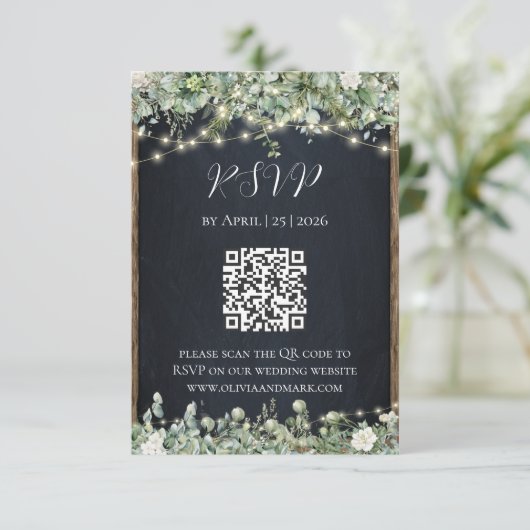 Eucalyptus Groene RSVP Kaart | Rustieke Botanische (Staand voorkant)