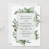 Eucalyptus Groene Rustieke Budget QR Code Huwelijk Kaart (Voorkant)