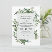 Eucalyptus Groene Rustieke Budget QR Code Huwelijk Kaart (Staand voorkant)