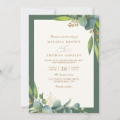 Eucalyptus Groene Rustieke Elegante QR Code Huweli Kaart (Voorkant)