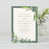 Eucalyptus Groene Rustieke Elegante QR Code Huweli Kaart (Staand voorkant)