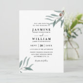 Eucalyptus Groene Rustieke Elegante QR Code Trouwe Kaart (Staand voorkant)