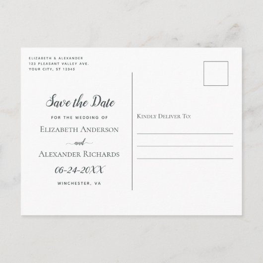 Eucalyptus Groene Rustieke Hout Geometrische Trouw Aankondigingskaart (Achterkant)