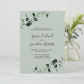 Eucalyptus Groene Salie QR Code Trouwreceptie Kaart (Staand voorkant)