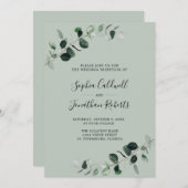 Eucalyptus Groene Salie QR Code Trouwreceptie Kaart (Voorkant / Achterkant)