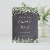 Eucalyptus Groene Save the Date | Rustieke Botanie Informatiekaartje (Staand voorkant)