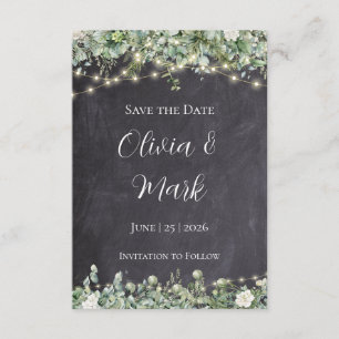 Eucalyptus Groene Save the Date Rustieke Botanie Informatiekaartje