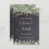 Eucalyptus Groene Save the Date | Rustieke Botanis Informatiekaartje (Voorkant / Achterkant)