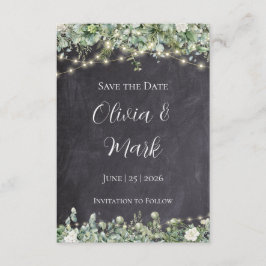 Eucalyptus Groene Save the Date | Rustieke Botanis Informatiekaartje