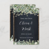 Eucalyptus Groene Save the Date | Rustieke Houten Informatiekaartje (Voorkant / Achterkant)