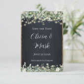 Eucalyptus Groene Save the Date | Rustieke Houten Informatiekaartje (Staand voorkant)