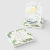 Eucalyptus Groene Save the Date Stenen Onderzetter (Zijkant)