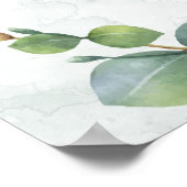 Eucalyptus Groene Schrift Naam Bruidsfeestje Poster (Hoek)