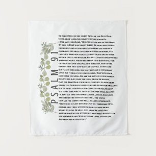 Eucalyptus Groene Schriftuur Kunst Psalm 91  Wandkleed