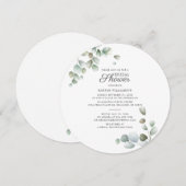 Eucalyptus Groene Script Blad Bruidsfeest Kaart (Voorkant / Achterkant)