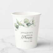 Eucalyptus Groene Script Bruidsdouche Papieren Bekers (Voorkant)