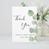 Eucalyptus groene script Bruidsmeisje borrel Bedankkaart (Staand voorkant)