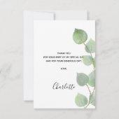 Eucalyptus groene script Bruidsmeisjesfeest Bedankkaart (Achterkant)