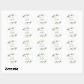 Eucalyptus Groene Script Bruiloft Dankjewel Ronde Sticker (Vel)