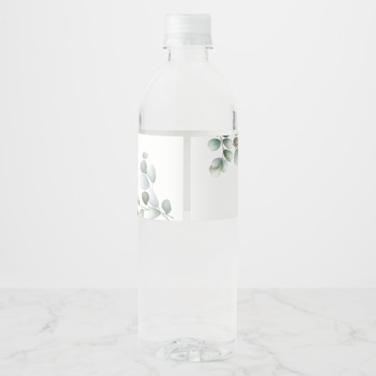 Eucalyptus groene script bruiloft waterfles etiket (Achterkant)