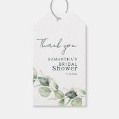 Eucalyptus Groene Script Bruiloftsborrel Cadeaulabel (Voorkant)