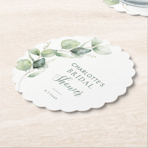 Eucalyptus Groene Script Bruiloftsborrel Kartonnen Onderzetters