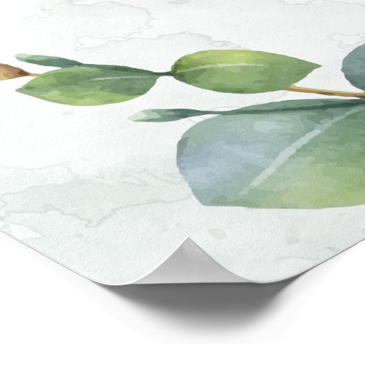 Eucalyptus Groene Script Naam Bruidsdouche Poster (Hoek)