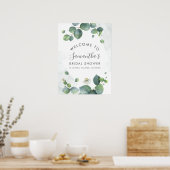 Eucalyptus Groene Script Naam Bruidsdouche Poster (Keuken)