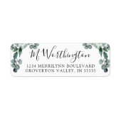 Eucalyptus Groene Script Retouradres Etiket (Voorkant)