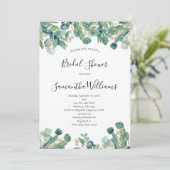 Eucalyptus Groene Script Trend Bruids Shower Kaart (Staand voorkant)