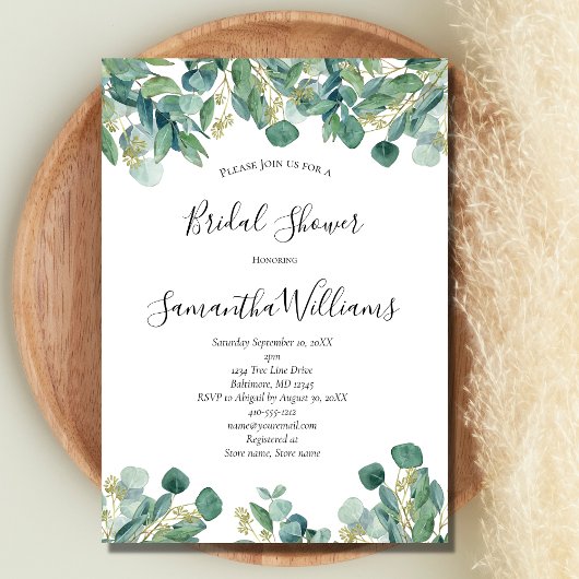Eucalyptus Groene Script Trend Bruids Shower Kaart
