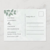Eucalyptus Groene Simpele Huwelijk Bewaar de Datum Briefkaart (Achterkant)