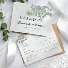 Eucalyptus Groene Simpele Huwelijk Bewaar de Datum Briefkaart