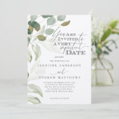 Eucalyptus Groene Succulente Elegante Trouw Kaart (Staand voorkant)