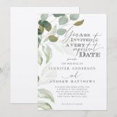Eucalyptus Groene Succulente Elegante Trouw Kaart (Voorkant / Achterkant)