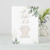 Eucalyptus groene tafel nummer 13 zitplaatsindelin kaart (Staand voorkant)