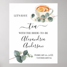 Eucalyptus groene thee bruiloftsborrel welkomstbor poster