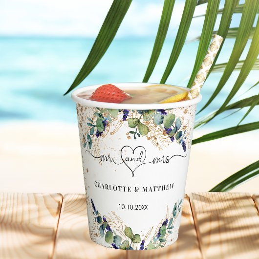 Eucalyptus groene trouw decoratie papieren bekers